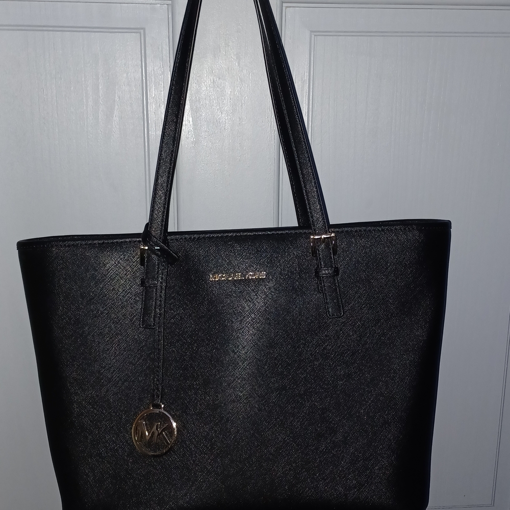 Michael Kors Elegant Black Tote with Gold Accents